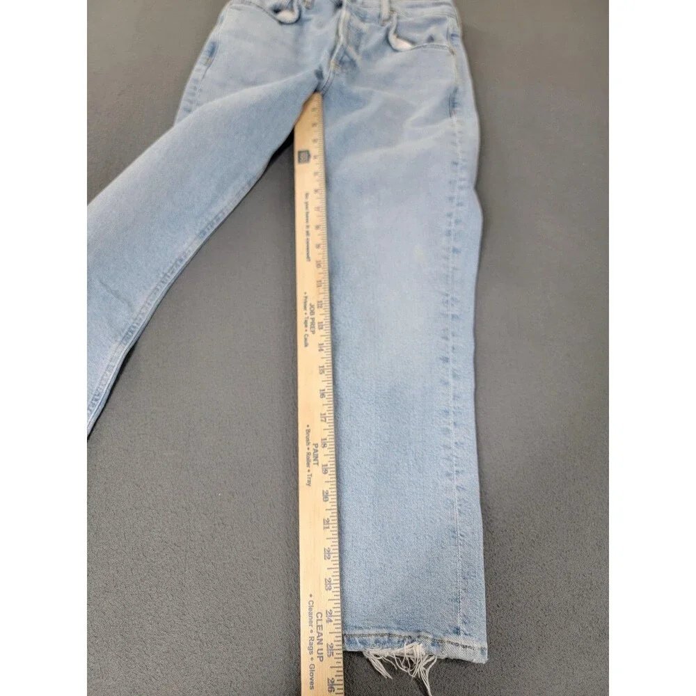 AGOLDE Jeans Womens 25 Light Wash Riley Crop High Rise Straight Leg Button Fly‎